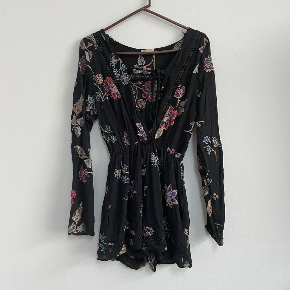 Black long sleeve romper